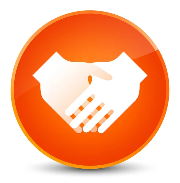 Icono de apretón de manos elegante botón redondo naranja — Foto de Stock