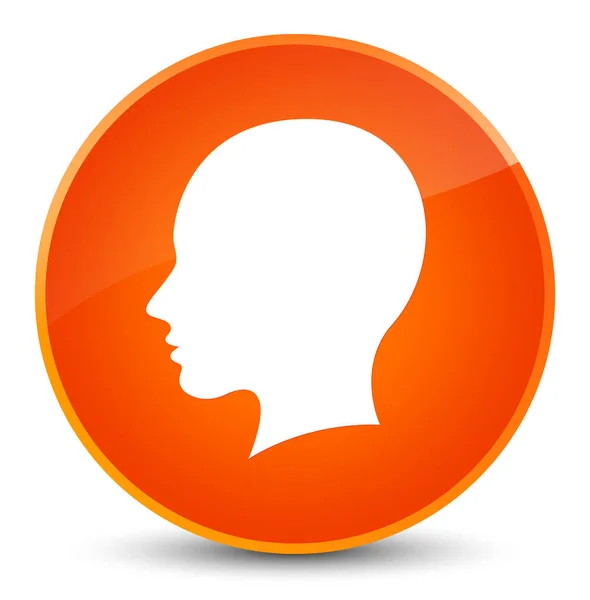 头女性面孔图标优雅橙色圆形按钮 — 图库照片