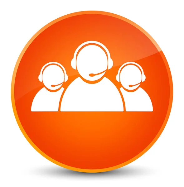 Icona del team di assistenza clienti elegante pulsante rotondo arancione — Foto Stock