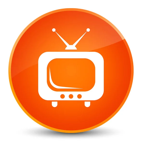 Іконка телевізора елегантна помаранчева кругла кнопка — стокове фото