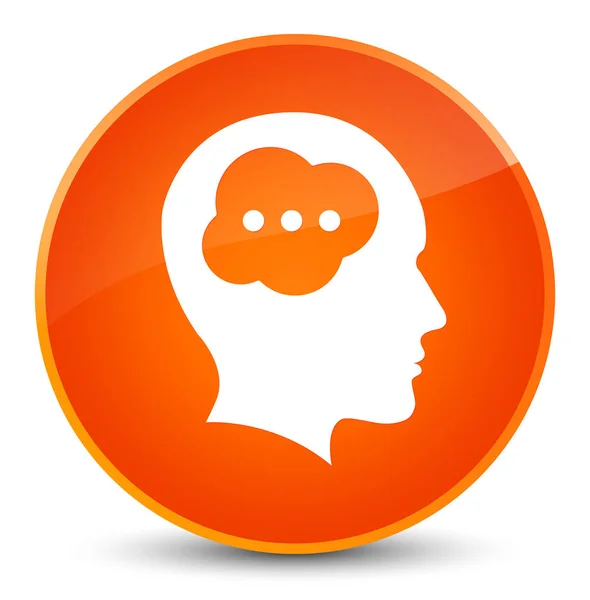 Cerebro icono de la cabeza elegante botón redondo naranja — Foto de Stock