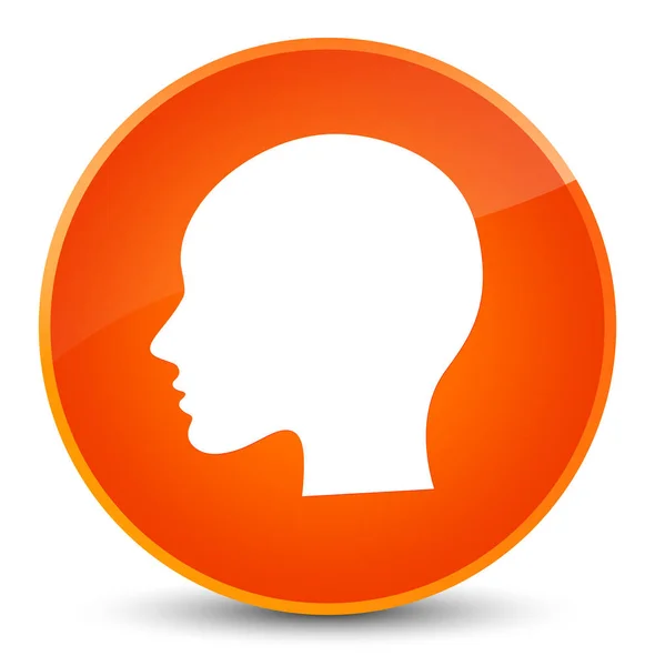Tête femme visage icône élégant orange bouton rond — Photo