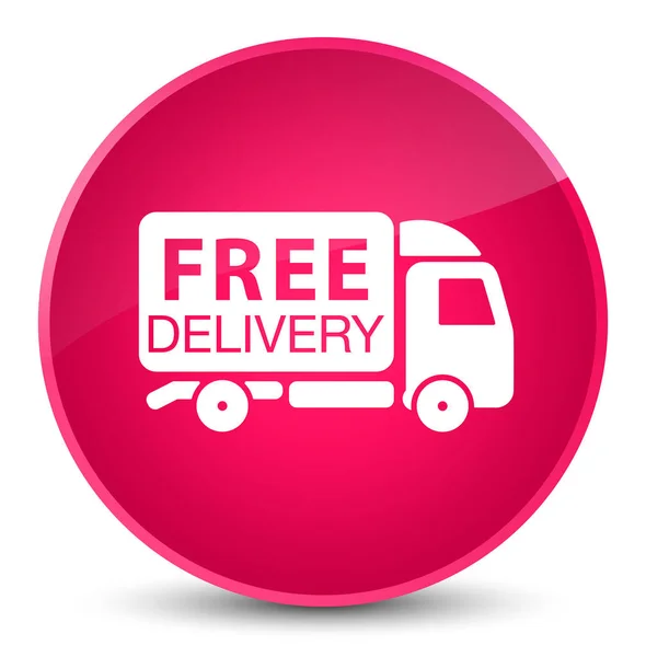 Ícone de caminhão de entrega gratuita elegante botão redondo rosa — Fotografia de Stock