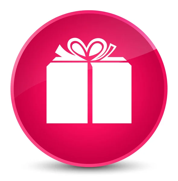 Значок подарункової коробки елегантна рожева кругла кнопка — стокове фото