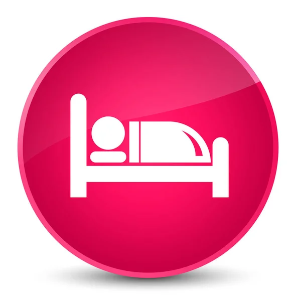 호텔 침대 아이콘 우아한 핑크 라운드 버튼 — 스톡 사진
