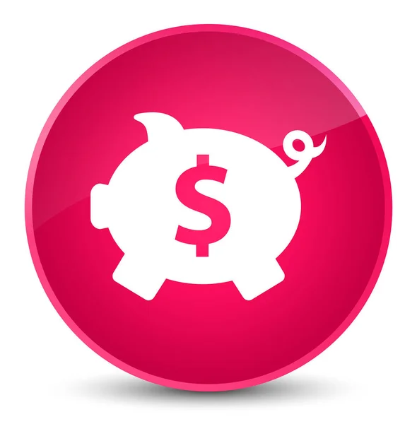 小猪银行美元符号图标优雅粉色圆形按钮 — 图库照片