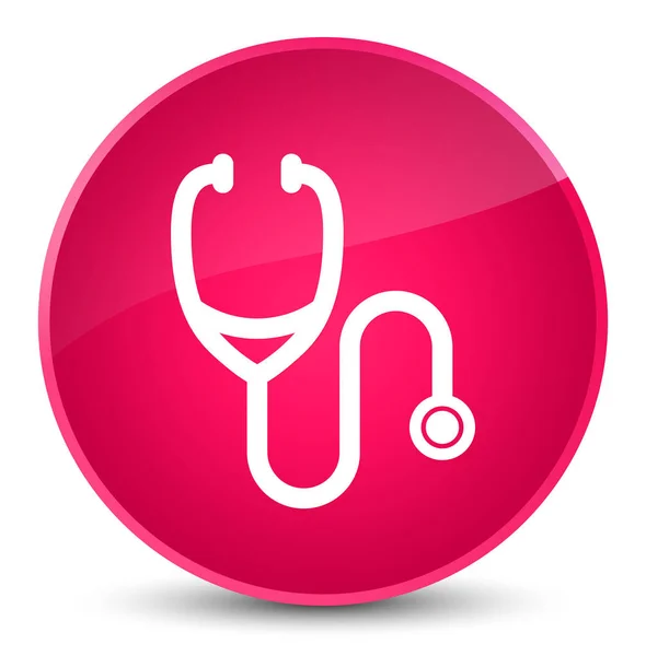 听诊器图标优雅粉色圆形按钮 — 图库照片