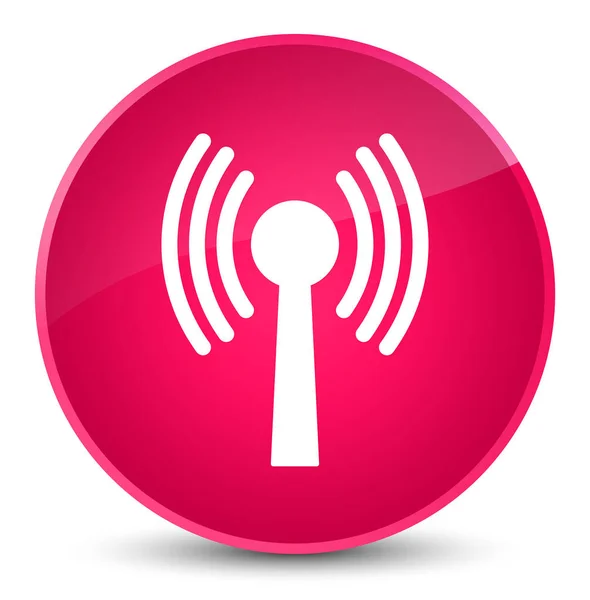 WLAN netwerk pictogram elegante roze ronde knop — Stockfoto