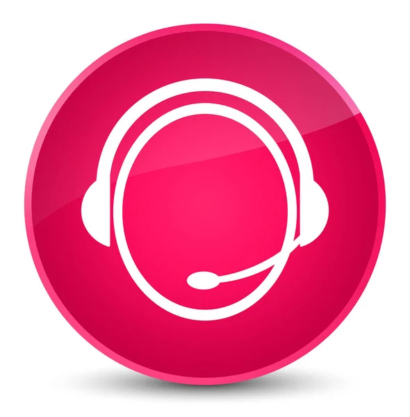 Servizio clienti icona elegante pulsante rotondo rosa — Foto Stock