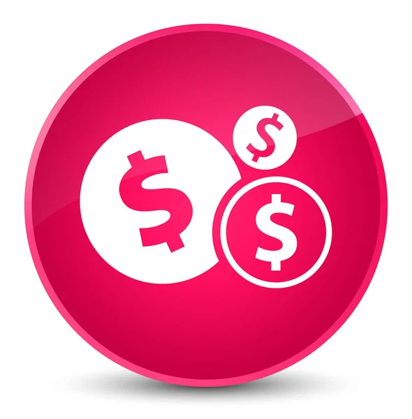 财政美元符号图标优雅粉色圆形按钮 — 图库照片