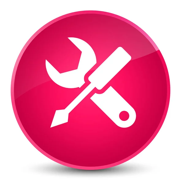 Configurações ícone elegante botão redondo rosa — Fotografia de Stock