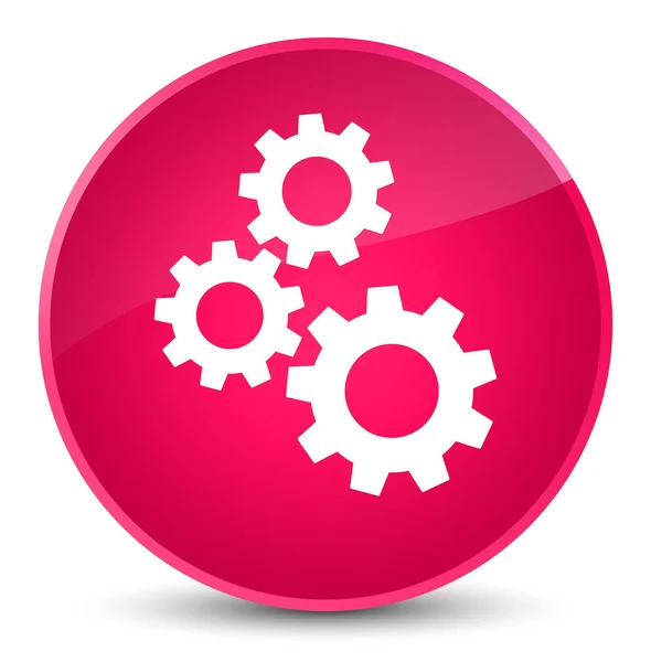 Gears icon elegant pink round button — Stock Photo, Image