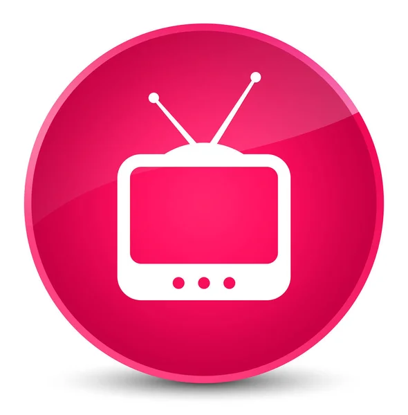 Icône TV élégant bouton rond rose — Photo