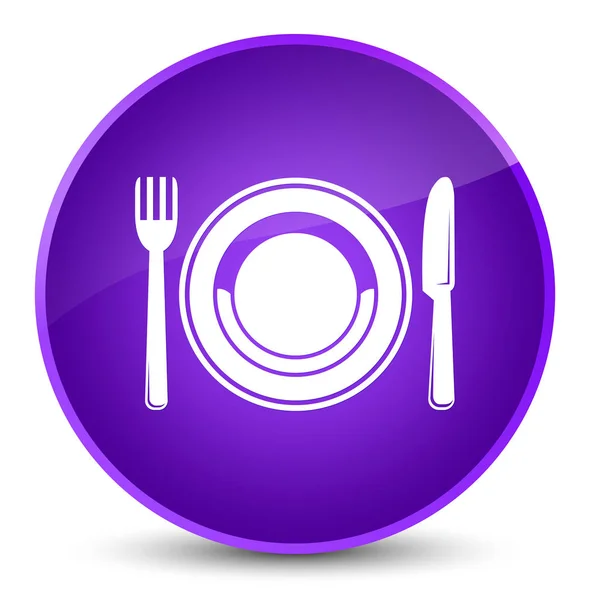 음식 접시 아이콘 우아한 자주색 둥근 단추 — 스톡 사진