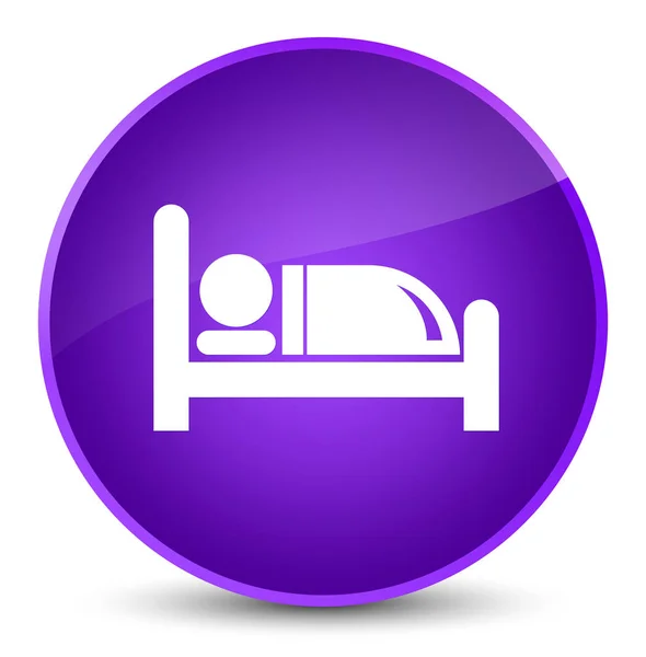 Icône de lit hôtel élégant bouton rond violet — Photo