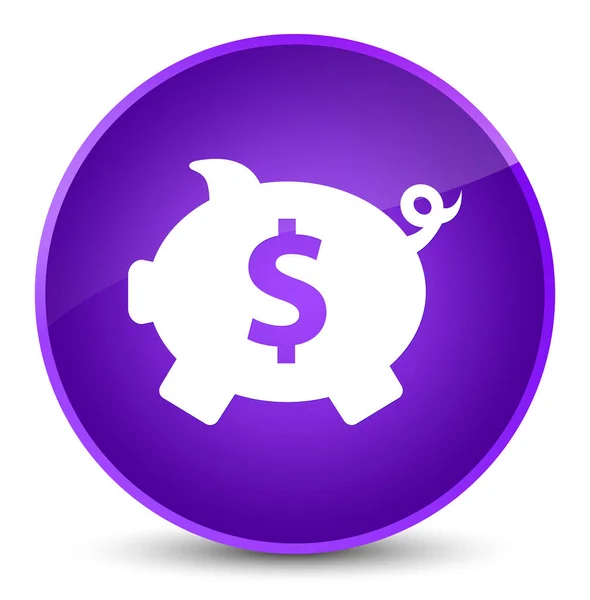 Piggy banca dollaro segno icona elegante viola pulsante rotondo — Foto Stock