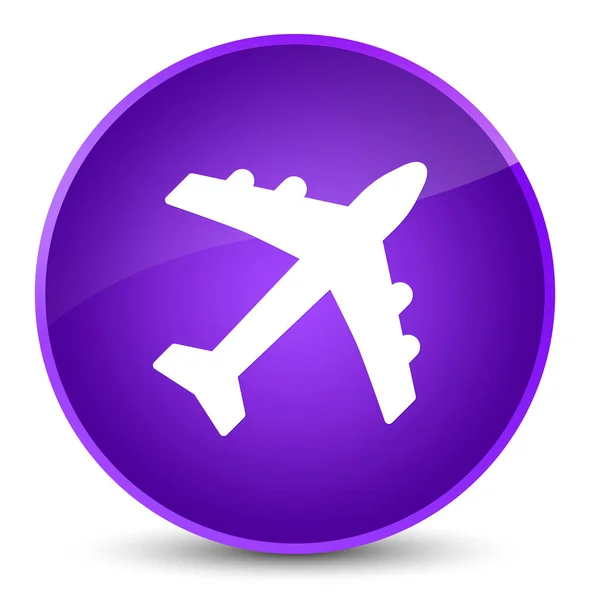 飛行機アイコン エレガントな紫色の丸いボタン — ストック写真
