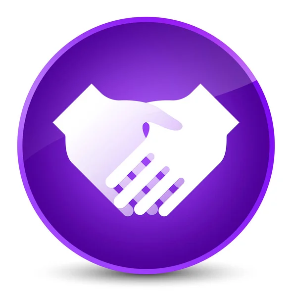 Handshake-Symbol eleganter lila runder Knopf — Stockfoto