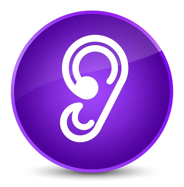 Значок вуха елегантна фіолетова кругла кнопка — стокове фото