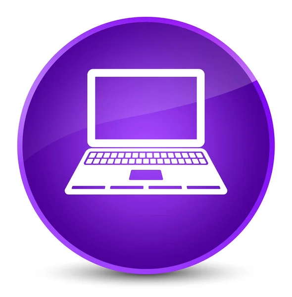 笔记本电脑图标优雅紫色圆形按钮 — 图库照片