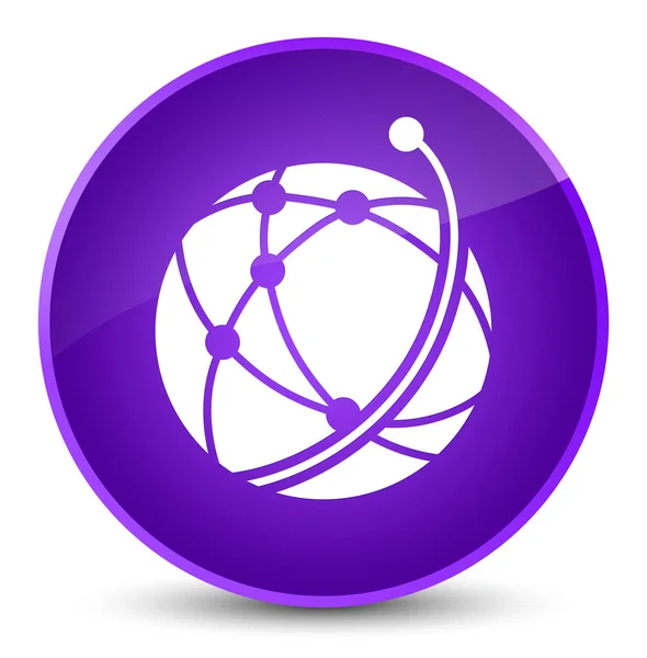 Global network icon elegant purple round button — Stock Photo, Image