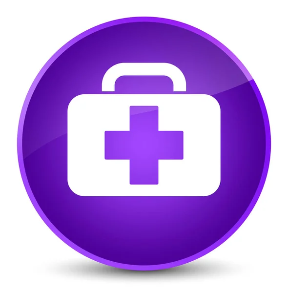 Значок медичної сумки елегантна фіолетова кругла кнопка — стокове фото