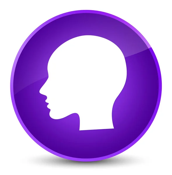 Hoofd vrouw gezicht pictogram elegante paarse ronde knop — Stockfoto