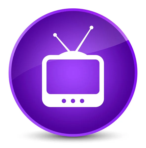 Icono de TV elegante botón redondo morado — Foto de Stock