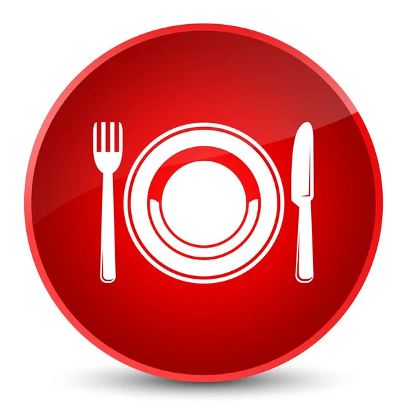 Τροφίμων πιάτο κομψό κόκκινο στρογγυλό κουμπί εικονίδιο — Φωτογραφία Αρχείου