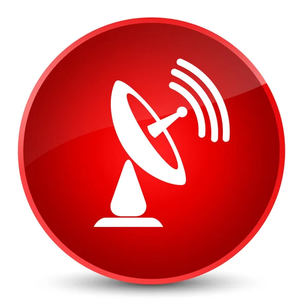 Ícone de antena parabólica elegante botão redondo vermelho — Fotografia de Stock