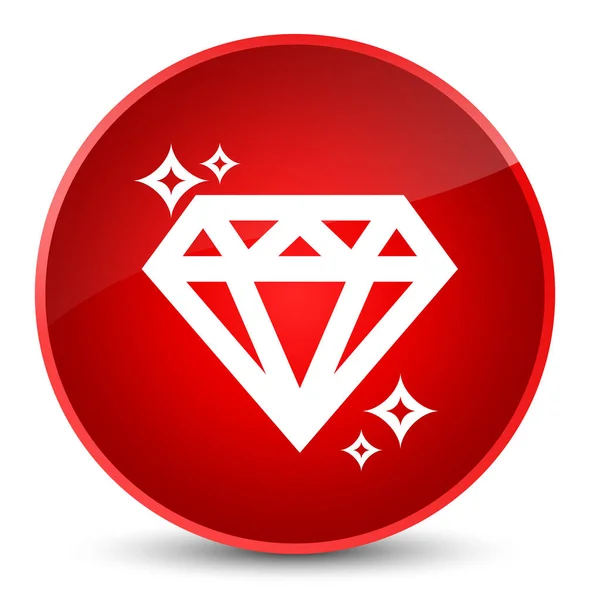 Ícone de diamante elegante botão redondo vermelho — Fotografia de Stock