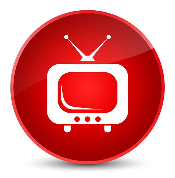 电视图标优雅红色圆形按钮 — 图库照片
