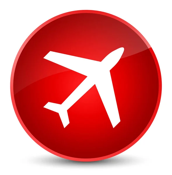 飛行機アイコン エレガントな赤い丸ボタン — ストック写真
