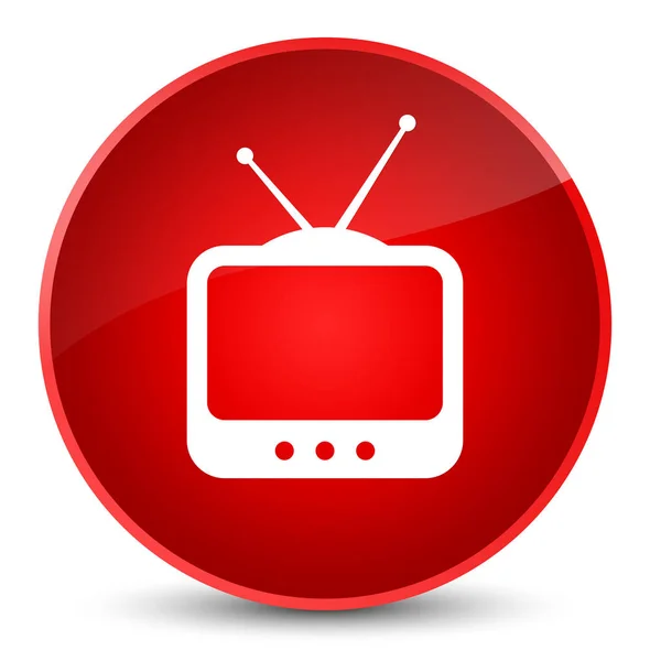 Іконка телевізора елегантна червона кругла кнопка — стокове фото