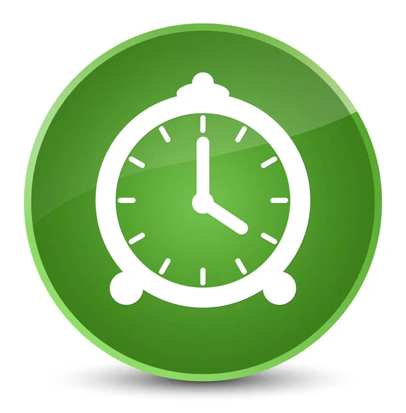 Ícone do relógio de alarme elegante botão redondo verde suave — Fotografia de Stock