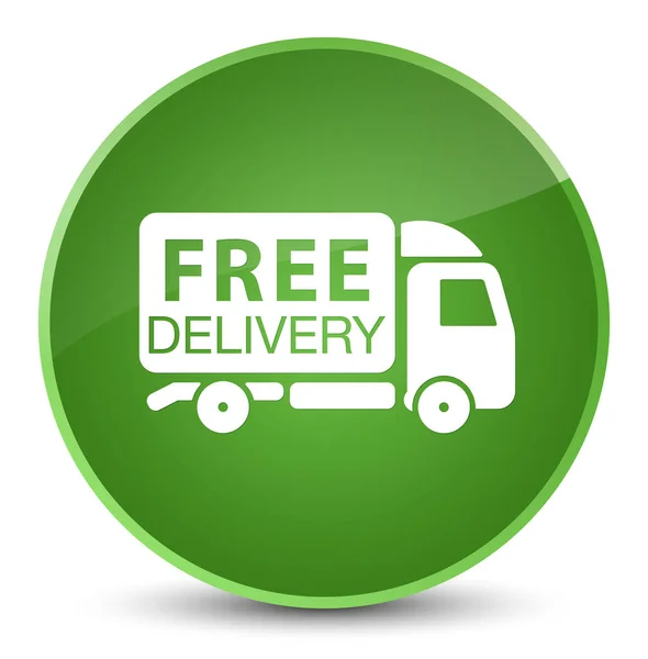 Consegna gratuita camion icona elegante morbido pulsante rotondo verde — Foto Stock