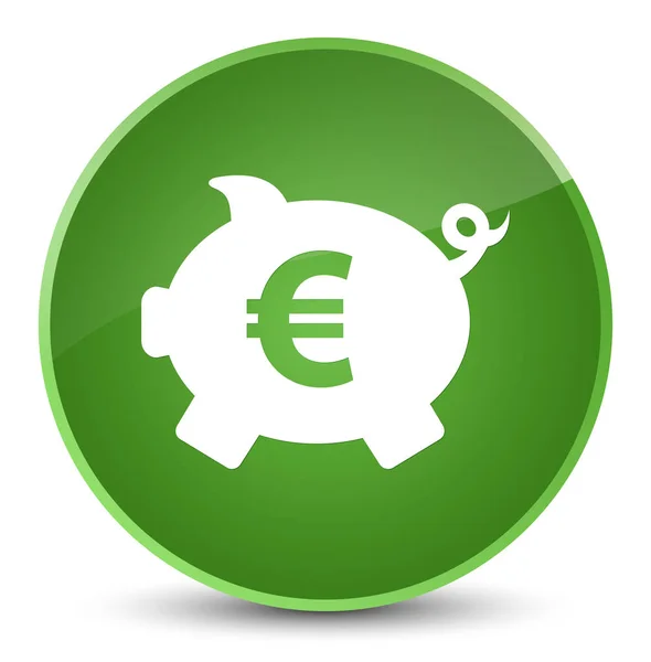Piggy banco ícone de sinal de euro elegante botão redondo verde macio — Fotografia de Stock