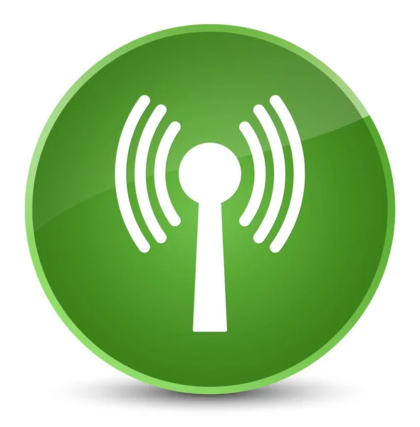 WLAN ağ simgesini zarif yumuşak yeşil yuvarlak düğmesi — Stok fotoğraf