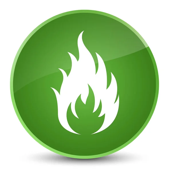 Ícone de fogo elegante botão redondo verde suave — Fotografia de Stock