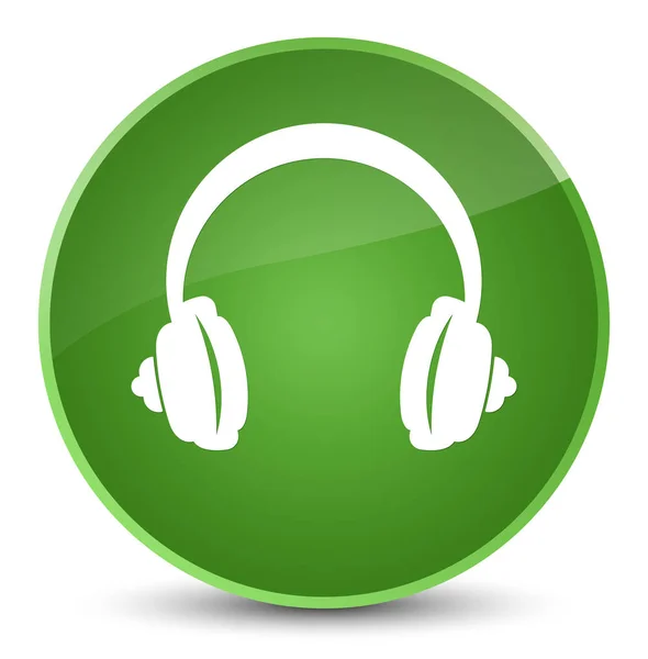 耳机图标优雅软绿色圆形按钮 — 图库照片
