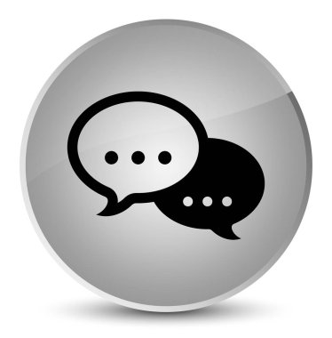 Konuşma balonu simgesini zarif beyaz yuvarlak düğmesi