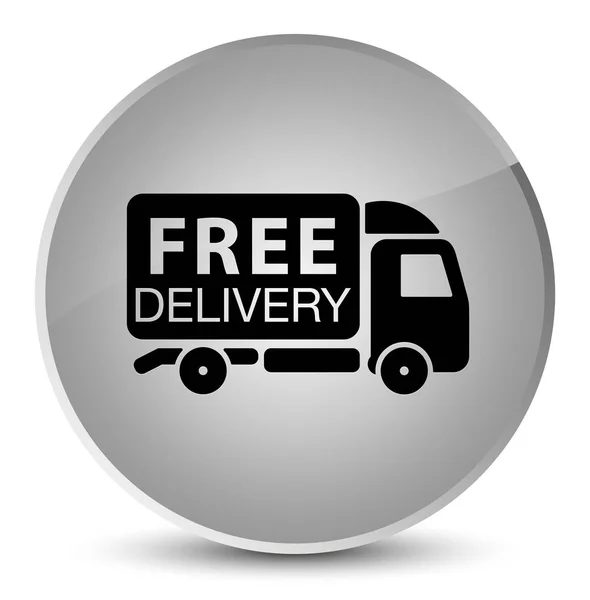 Free delivery truck icon elegant white round button — Stock Photo, Image