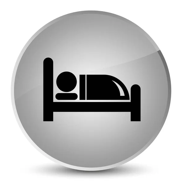 Значок готельного ліжка елегантна біла кругла кнопка — стокове фото