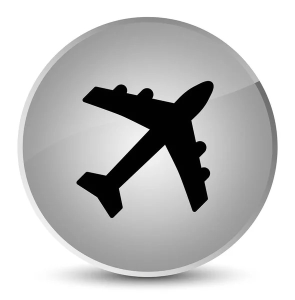 비행기 아이콘 우아한 흰색 라운드 버튼 — 스톡 사진