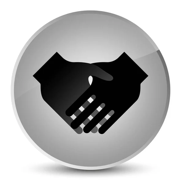 Handshake-Symbol eleganter weißer runder Knopf — Stockfoto