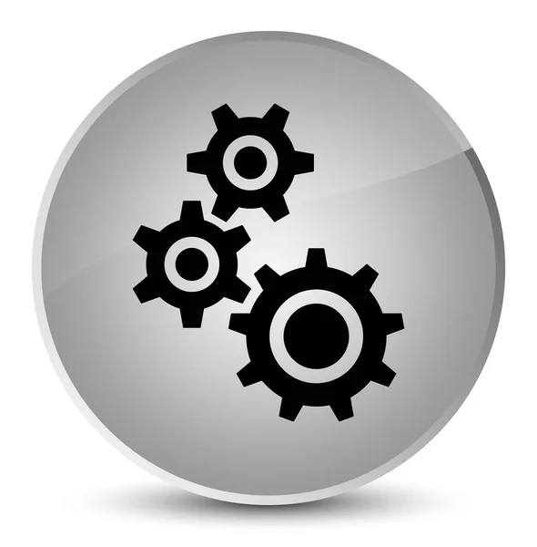 Versnellingen pictogram elegante witte, ronde knop — Stockfoto