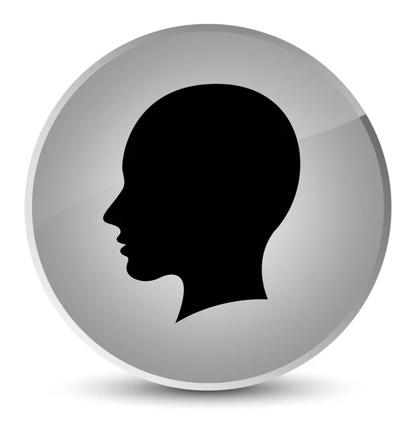 Head female face icon elegant white round button — Stock Photo, Image
