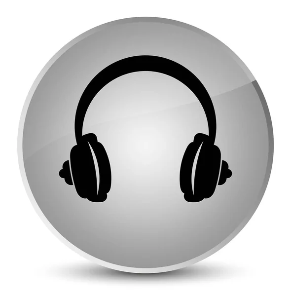 Fejhallgató ikon elegáns fehér kerek gomb — Stock Fotó