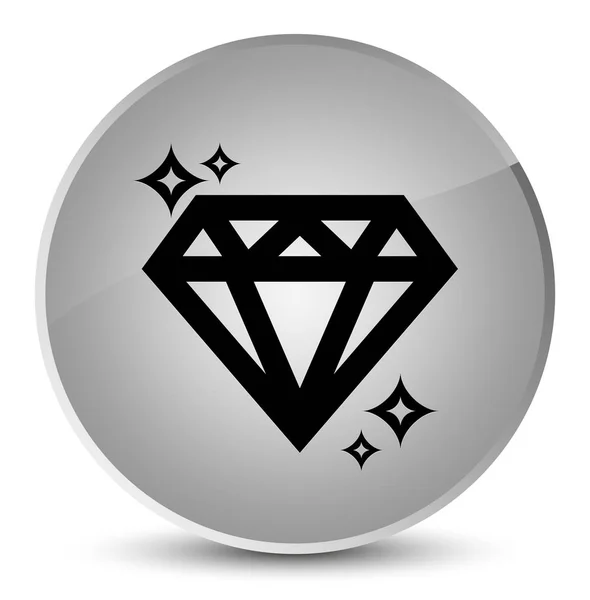 Diamant-Symbol eleganter weißer runder Knopf — Stockfoto