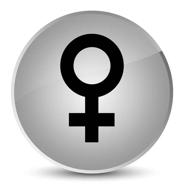 Signo femenino icono elegante blanco botón redondo — Foto de Stock